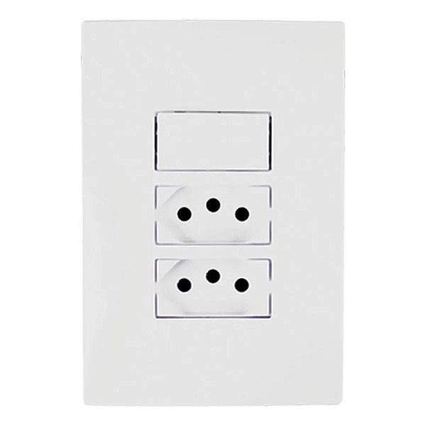Conjunto Interruptor Simples 10a E Tomada Dupla 10a 250v I9 94203 Branco Ilumi