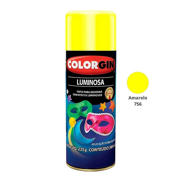 Tinta Spray Luminosa 380ml 756 Amarelo Colorgin