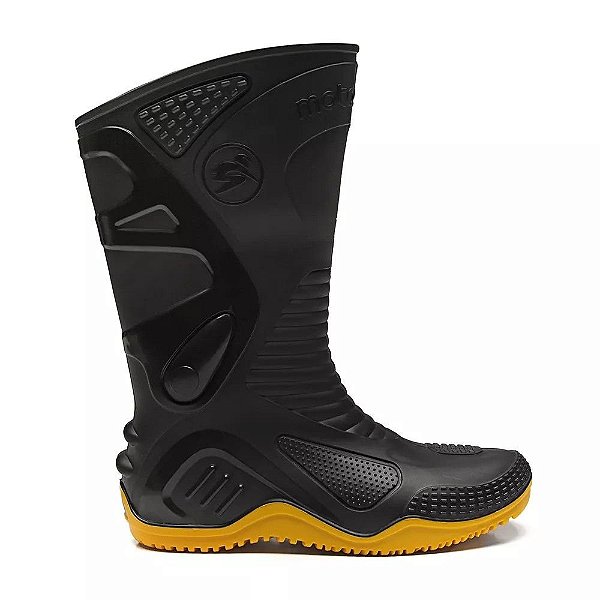 Bota Pvc Motoqueiro Motosafe Preta Com Solado Amarelo Com Forro N 42 Bracol