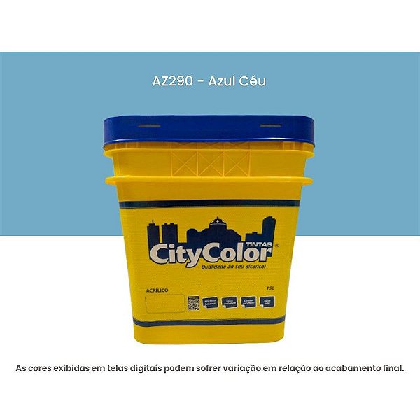 Tinta Acrílica Econômica Fosco 15l Az290 Azul Céu Citycolor