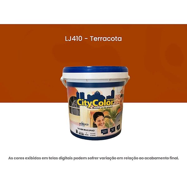 Tinta Acrílica Premium Semibrilho 3,6l Lj410 Terracota Citycolor