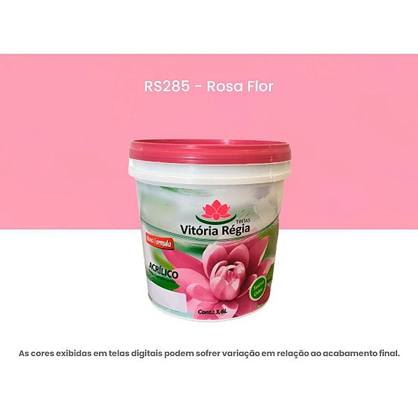 Tinta Acrílica Econômica Fosco 3,6 L Rs285 Rosa Flor Vitória Régia