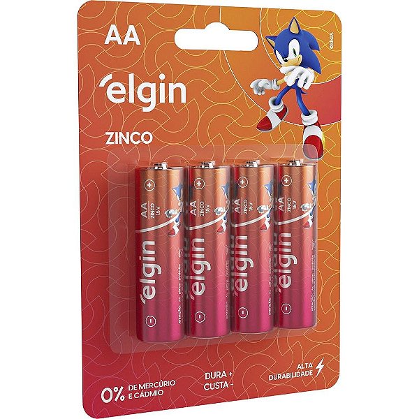 Pilha De Zinco Aa R06p 4 Unidades Elgin