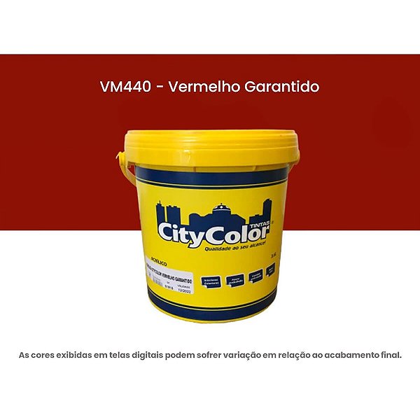 Tinta Acrílica Econômica Fosco 3,6l Vm440 Vermelho Garantido Citycolor