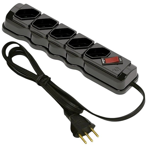 Filtro De Linha 5 Tomadas 3 Pinos 10a 250v 34018 Preto Ilumi