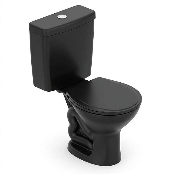 Kit Vaso Sanitário Com Caixa Acoplada E Acessórios Para Instalação 3/6 Litros Saveiro Preto Celite