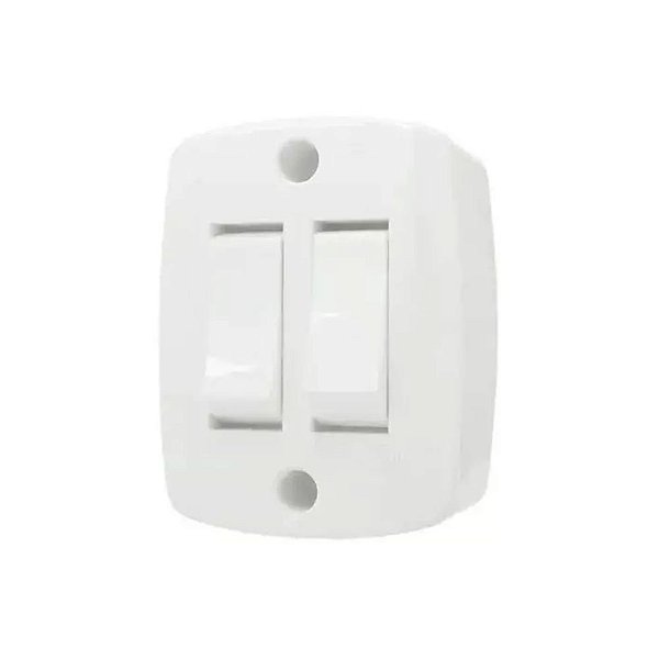 Interruptor Duplo Simples De Sobrepor 6a 250v 16562 Branco Ilumi