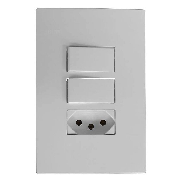 Conjunto Interruptor Duplo Simples 10a E Tomada 10a 250v I9 94210 Branco Ilumi
