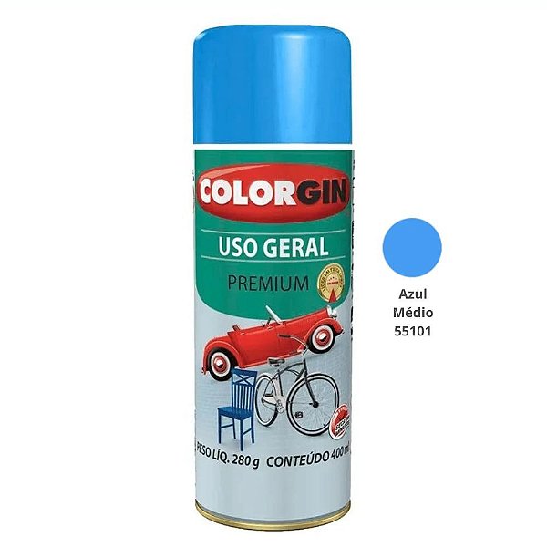Tinta Spray Uso Geral Premium 400ml 55101 Azul Médio Colorgin