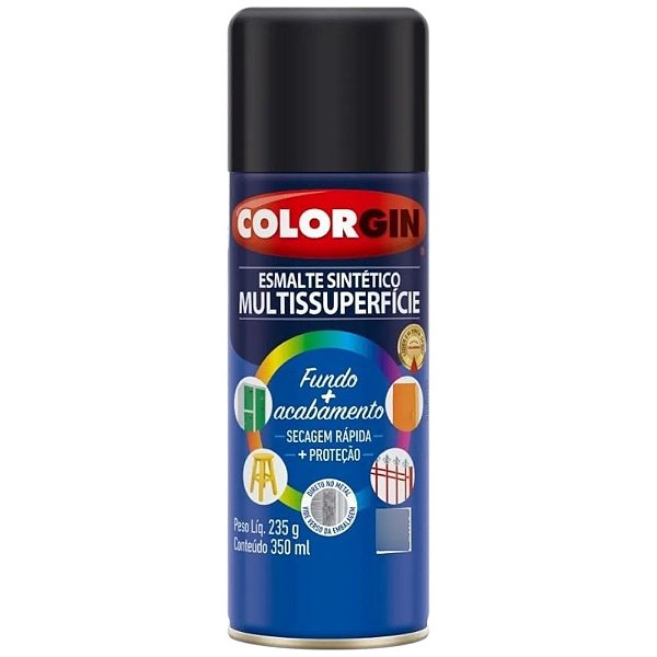 Tinta Spray Esmalte Sintético 350ml 746 Preto Colorgin