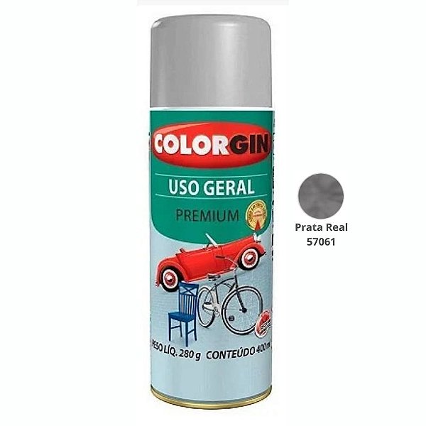 Tinta Spray Uso Geral Premium Me 400ml 57061 Prata Real Colorgin