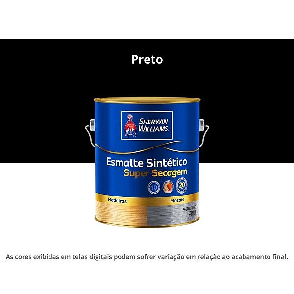 Tinta Esmalte Sintético Premium Alto Brilho Super Secagem 3,6l 7510301 Preto Sherwin-williams