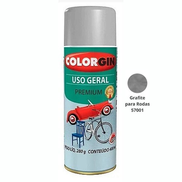 Tinta Spray Uso Geral Premium Me 400ml 57001 Grafite Para Rodas Colorgin