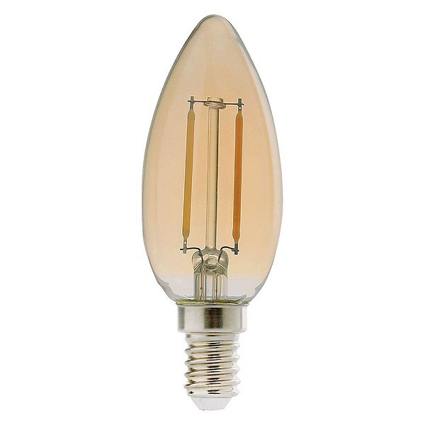 Lâmpada Led Filamento Vela Retrô E14 2w 127v 2200k Luz Amarela Âmbar Avant