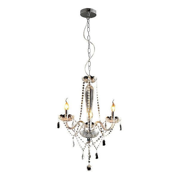 Lustre Baronesa 3 Luzes E14 Bivolt Transparente Avant