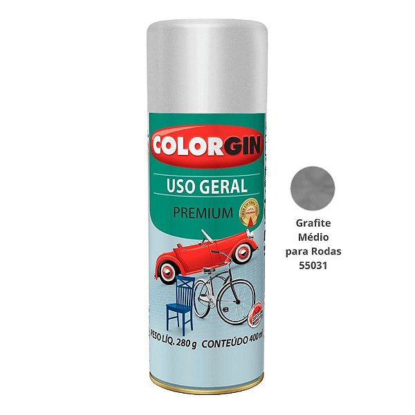 Tinta Spray Uso Geral Premium Me 400ml 55031 Grafite Médio Para Rodas Colorgin