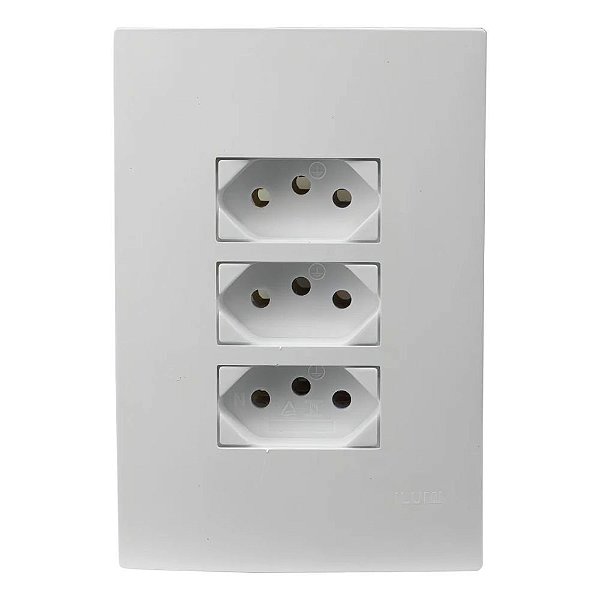 Conjunto Tomada Tripla Monobloco 10a 250v I9 94123 Branco Ilumi