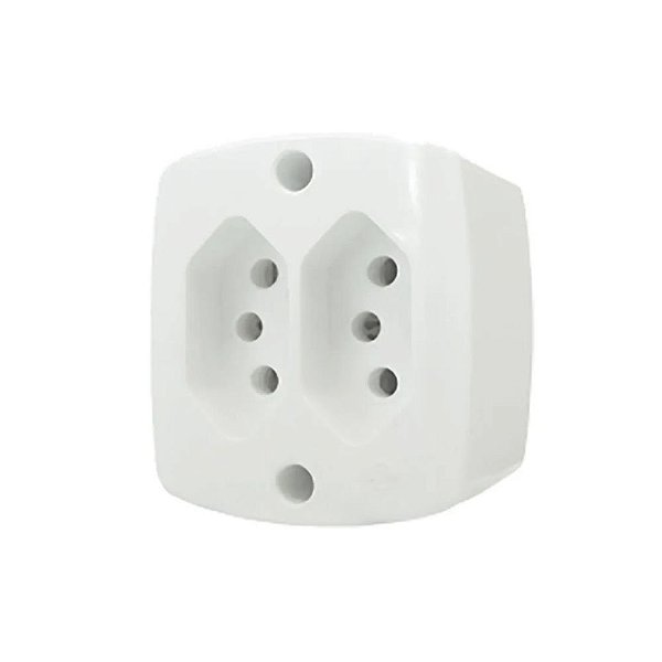 Tomada Dupla 2p+t De Sobrepor 10a 250v 16518 Branco Ilumi