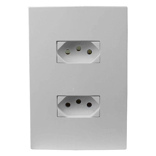 Conjunto Tomada Dupla Monobloco Separadas 20a 250v I9 94121 Branco Ilumi