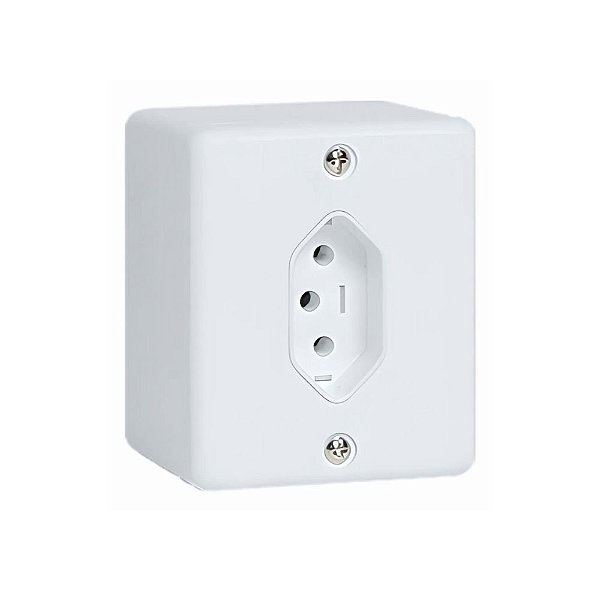Conjunto Tomada 2p+t De Sobrepor 10a 250v Box 63140 Branco Ilumi