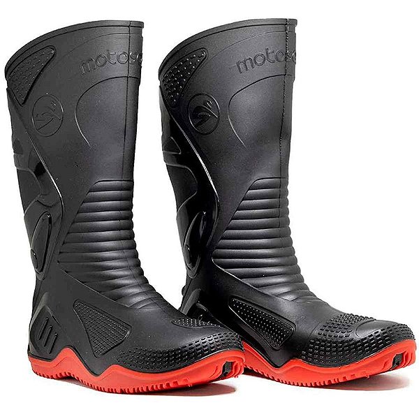 Bota Pvc Motoqueiro Motosafe Preta Com Solado Vermelho N 38 Bracol