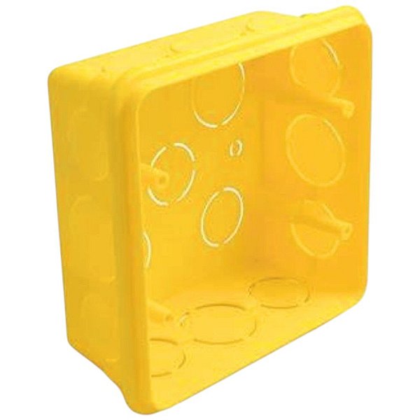 Caixa De Luz De Embutir Quadrado 4x4 Amarela Ilumi