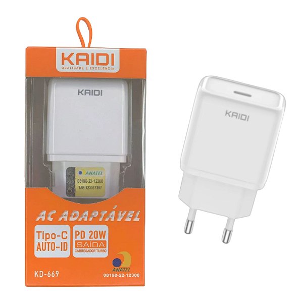 Fonte USB-C 5V 3A - Kaidi KD669 (Type-C)