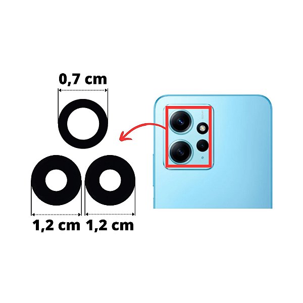 Lente Câmera Redmi Note 12 4g (Kit 3 Lentes)