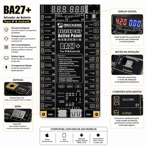Ativador Bateria - Mechanic BA27+