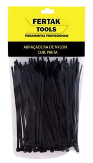 Abraçadeira de Nylon Preta 2,5x100mm - Emb. com 100 UN