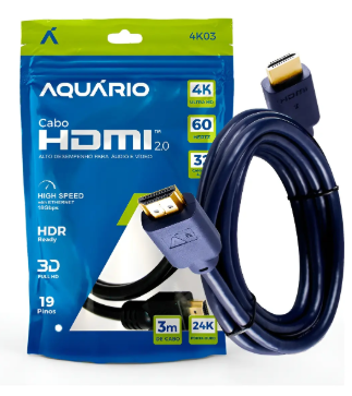 Cabo HDMI p/ HDMI 2.0 Ultra HD 4K 3 Metros