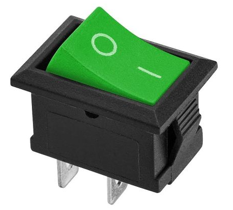 Mini Chave Gangorra KCD11-101 2 Terminais Verde - KIT C/ 10 UN