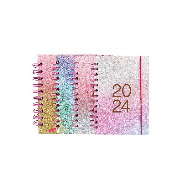 Agenda 2024 Espiral Com Glitter 336 Páginas FWB - Lojão do Real - Site  Oficial