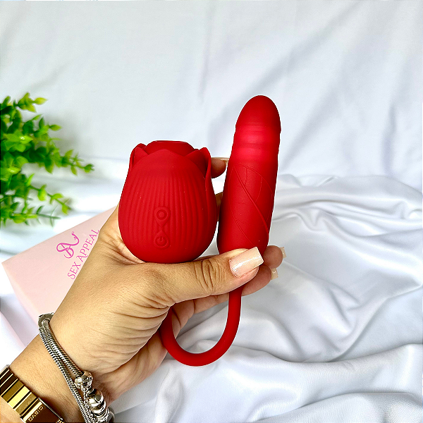 SUGADOR E VIBRADOR VAI E VEM - FLOWER 2 EM 1