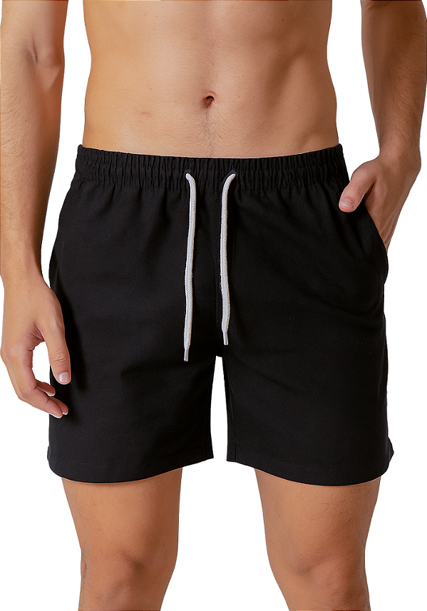 SHORT DE LINHO PREMIUM - PRETO