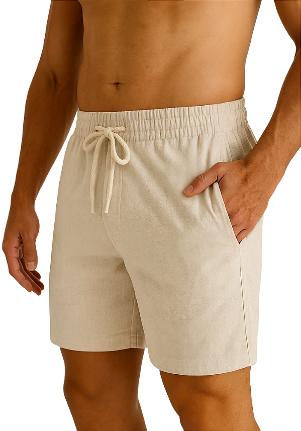 SHORT DE LINHO NATURAL - AREIA
