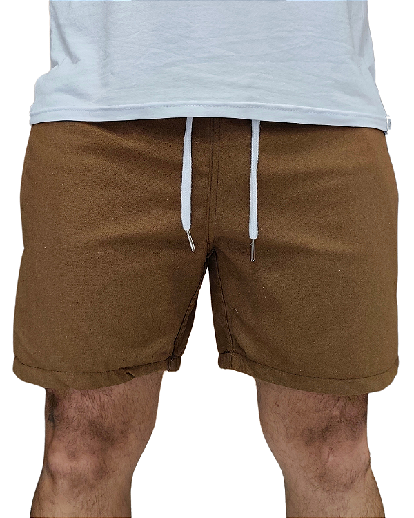 SHORT DE LINHO NATURAL - MARROM