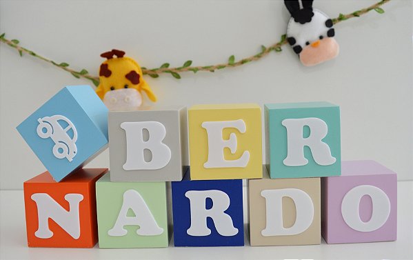 Kit 9 Cubos Branco Nome Bebê Prateleira Infantil Parede Nicho