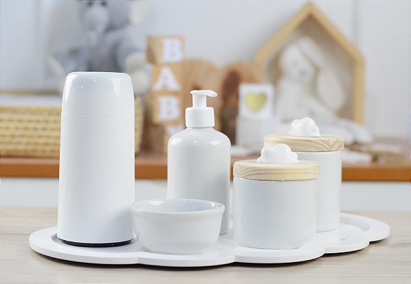 Kit Higiene Bebê Bandeja Nuvem Mini Térmica Porcelanas