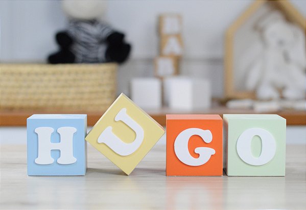 Kit 04 Cubos Branco Bebê Maternidade Nome Decoração Bancada