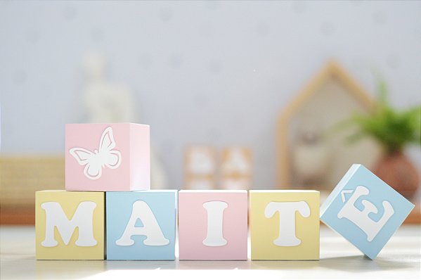 Kit 06 Cubos Branco Decoração Nome Bebê Maternidade Nicho
