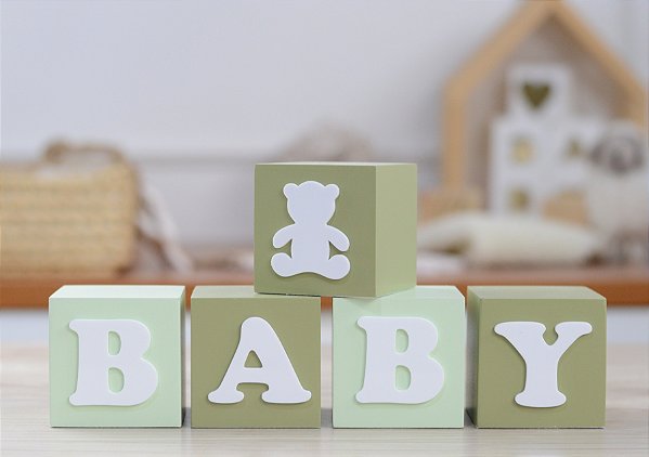 Kit 05 Cubos Branco Decoração Infantil Bancada Nome Bebê