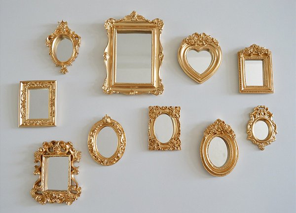 Kit 10 Molduras Resina Espelho Parede Colorido Decoração Casa 10 Pç