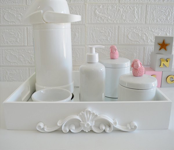 Kit Higiene Bebê Porcelana Térmica Quarto K028 Ovelha