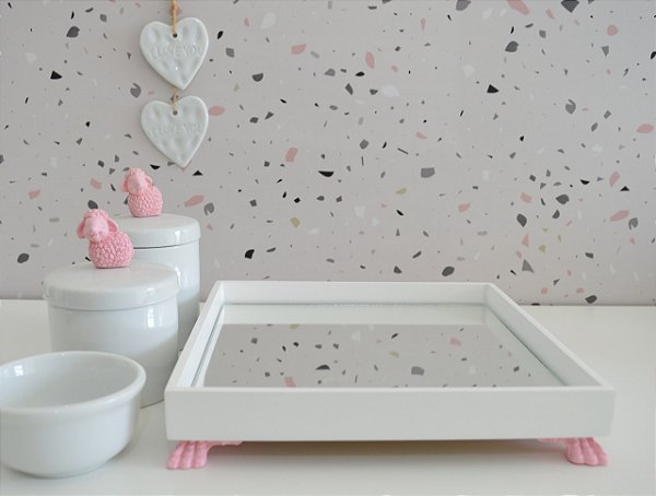 Kit Higiene Porcelana Bebê Bandeja Maternidade Ovelha