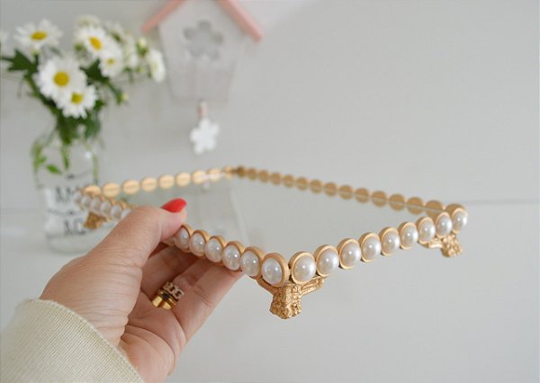 Bandeja Pérola Essência Moderna Banheiro Sala B087 Dourado