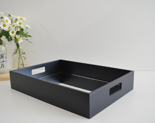 Bandeja Decoração Espelho Festa Café Taças Bancada B095 Preto