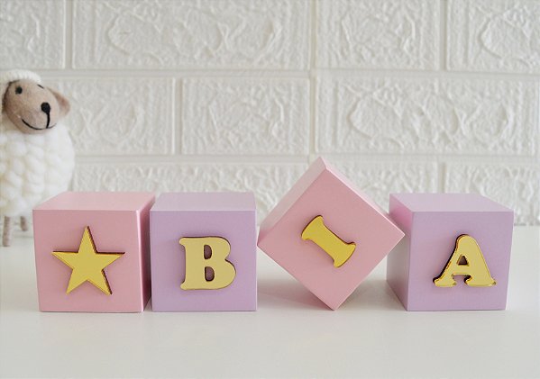 Kit 4 Dados Color Dourado Bebê Quarto Personalizado Bancada