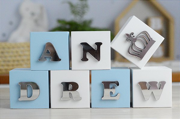 Kit 07 Cubos Prata Criança Maternidade Decor Nicho Bancada