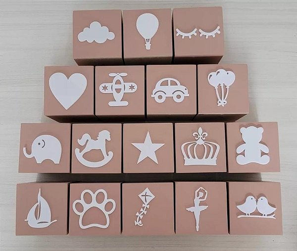 Kit 15 Cubos Branco Letrinha Bebê Decoração Nicho Quarto Bebê